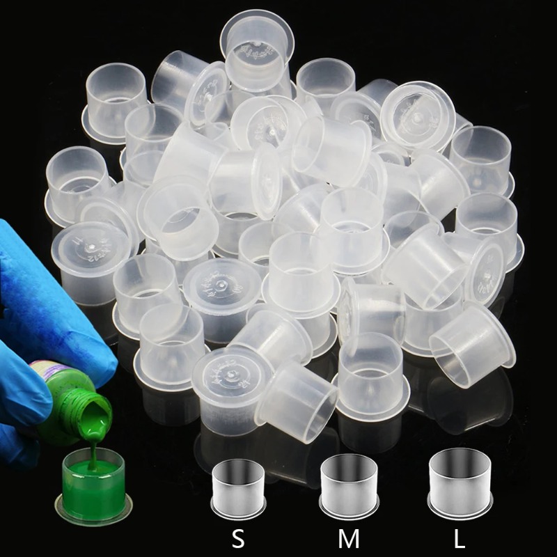 100Pcs Plastic Tattoo Ink Cups - огляд і ціна Calligraphy Ink Bottle